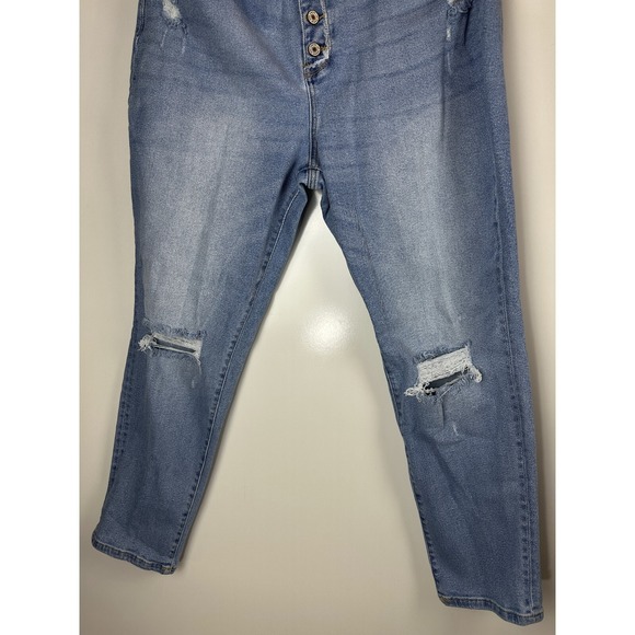 KanCan High Rise Mom Jeans Distressed Button Fly Blue Denim Plus Size 3XL - Picture 4 of 8